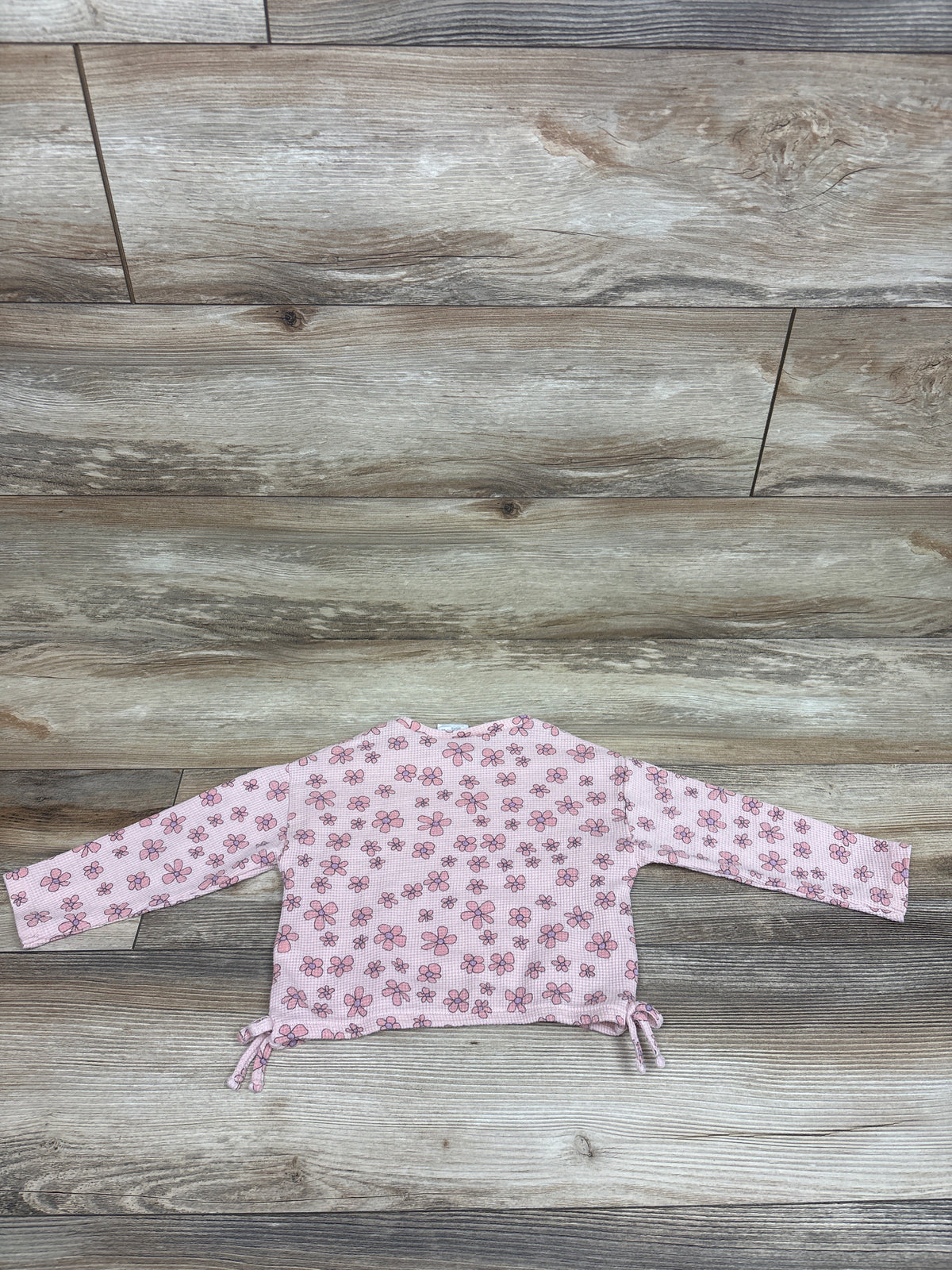 Zara Floral Waffle Knit Long Sleeve Shirt Pink sz 18-24m