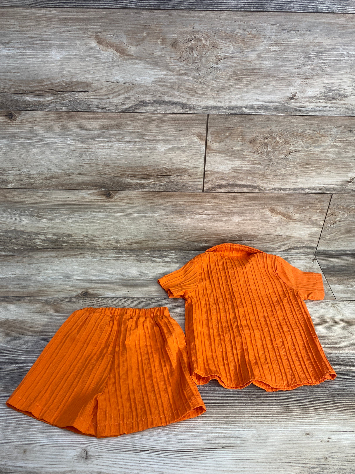 Shein 2pc Button Up Shirt & Shorts Orange sz 4T