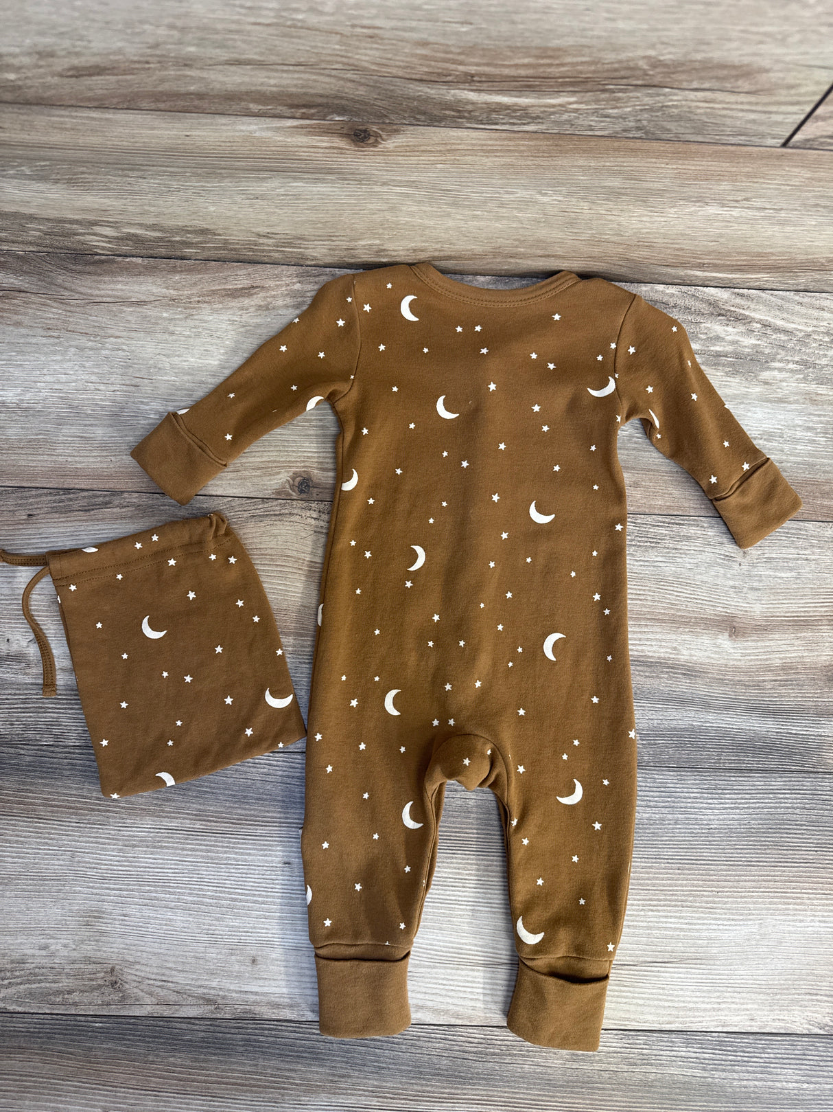 MakeMake Organics Snap Moon & Stars Sleeper & Bag Brown sz 3-6m