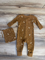 MakeMake Organics Snap Moon & Stars Sleeper & Bag Brown sz 3-6m