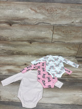 Disney Baby 3pk Long Sleeve Minnie Mouse Bodysuits Pink sz 3-6m