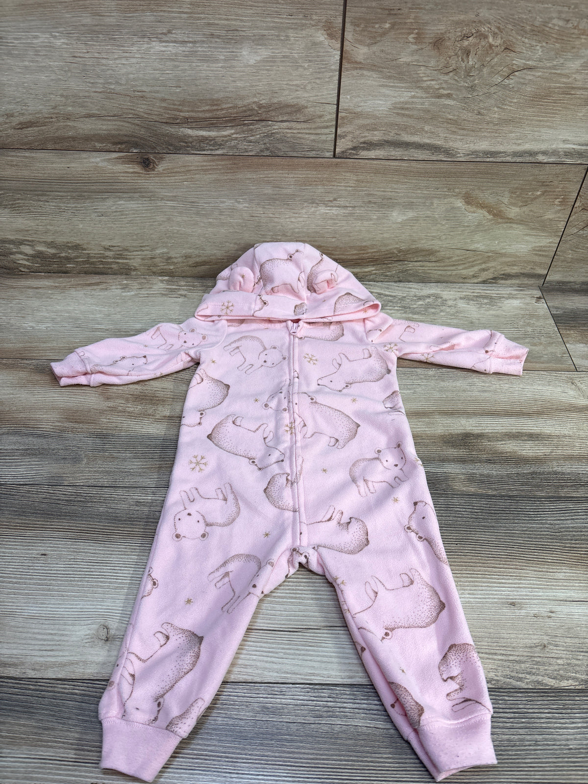 Child Of Mine Fleece Hooded Coverall Pink sz 6-9m