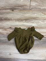 NEW Bailey's Blossoms Ruffle Bubble Romper Olive Green sz 0-3m