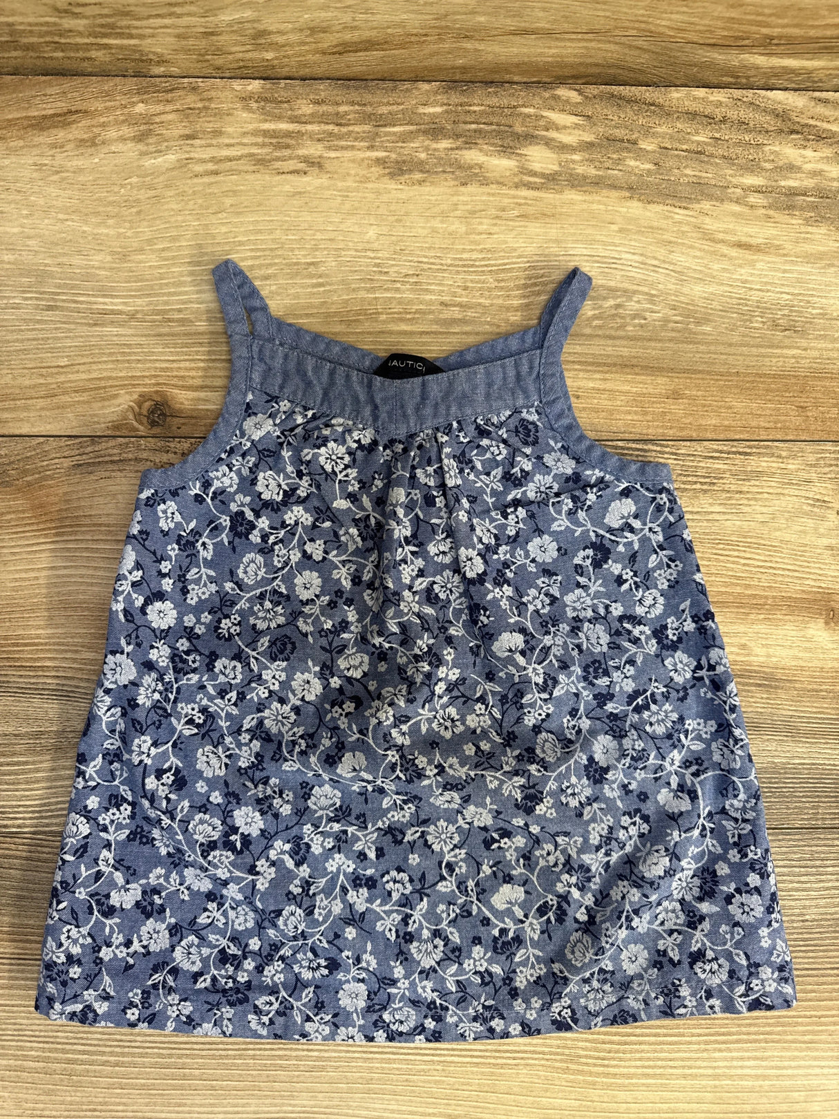 Nautica Chambray Floral Shirt Blue sz 18m