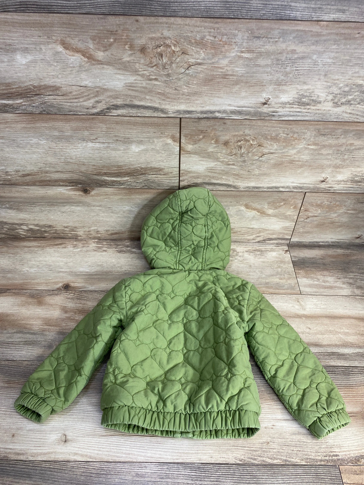 Old Navy Heart Print Plush Lined Jacket Green sz 5T