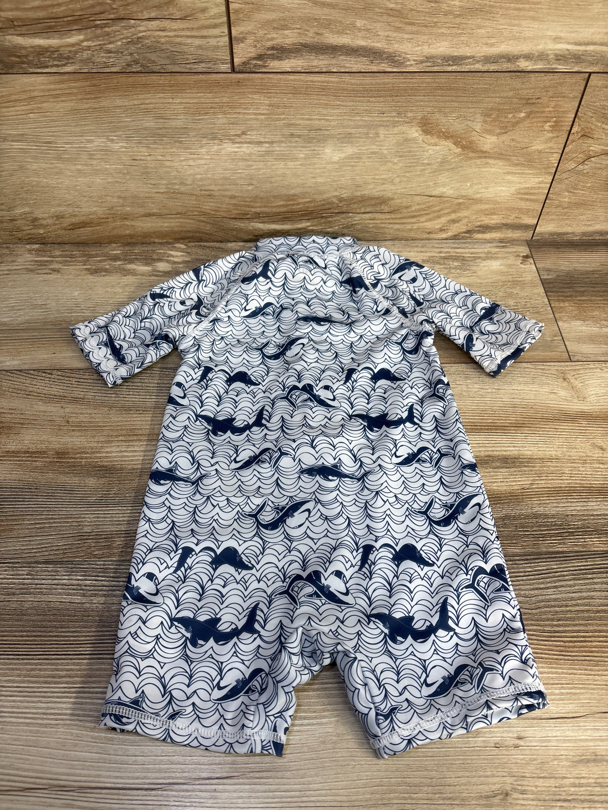 Little Lad 1pc Rash Guard Romper Swimsuit White sz 24m
