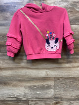 Kids Headquarters Faux Dog Purse Pullover Hooded Sweatshirt Pink sz 2T