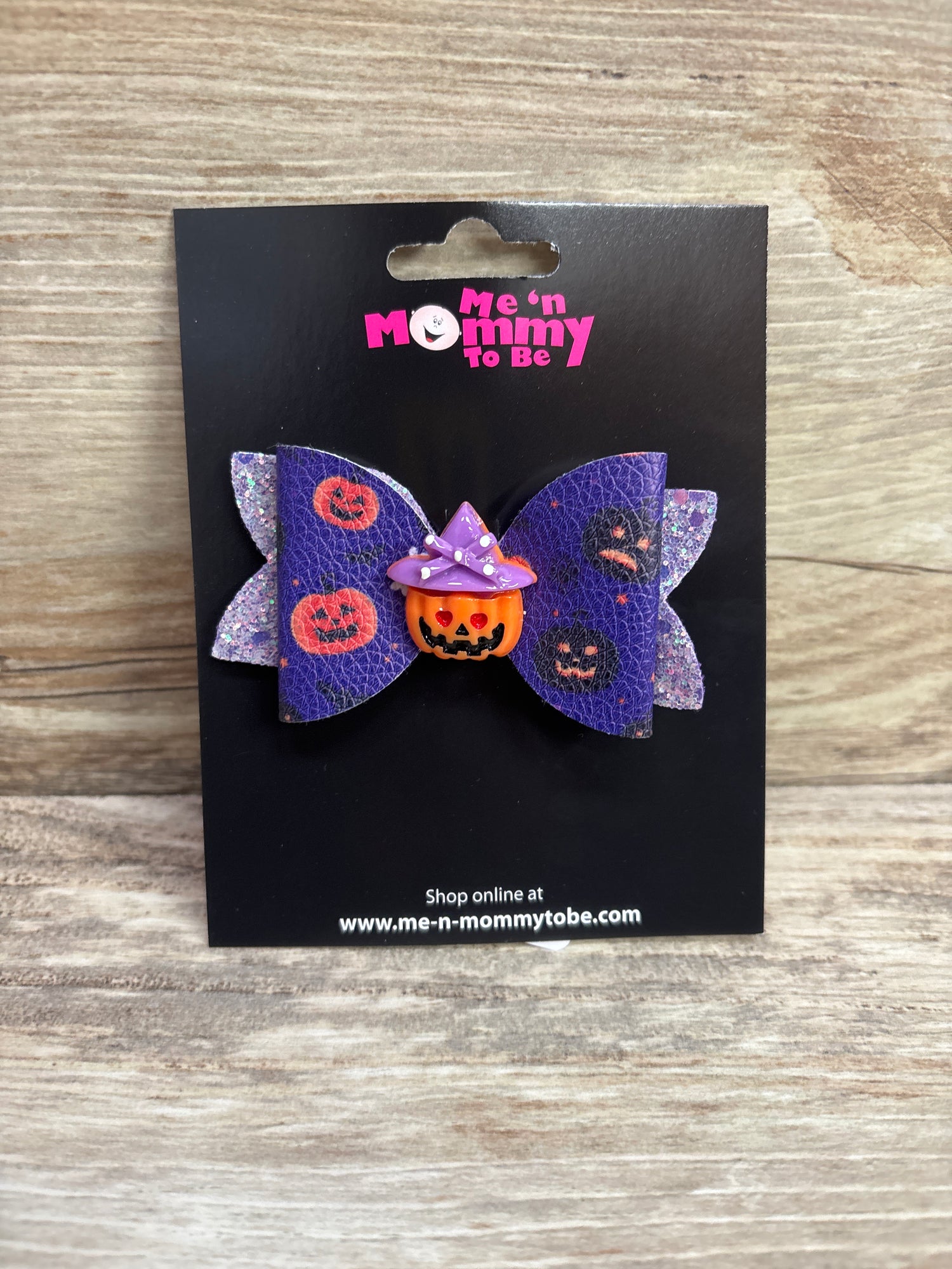 NEW Pumpkin Applique Glitter Hair Bow Purple