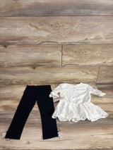 NEW Little Lass Laced Peplum Top & Bottoms Set White sz 24m