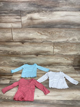 Carter's 3pk Side Snap Pointelle Shirts Pink/Grey/Blue sz 9m