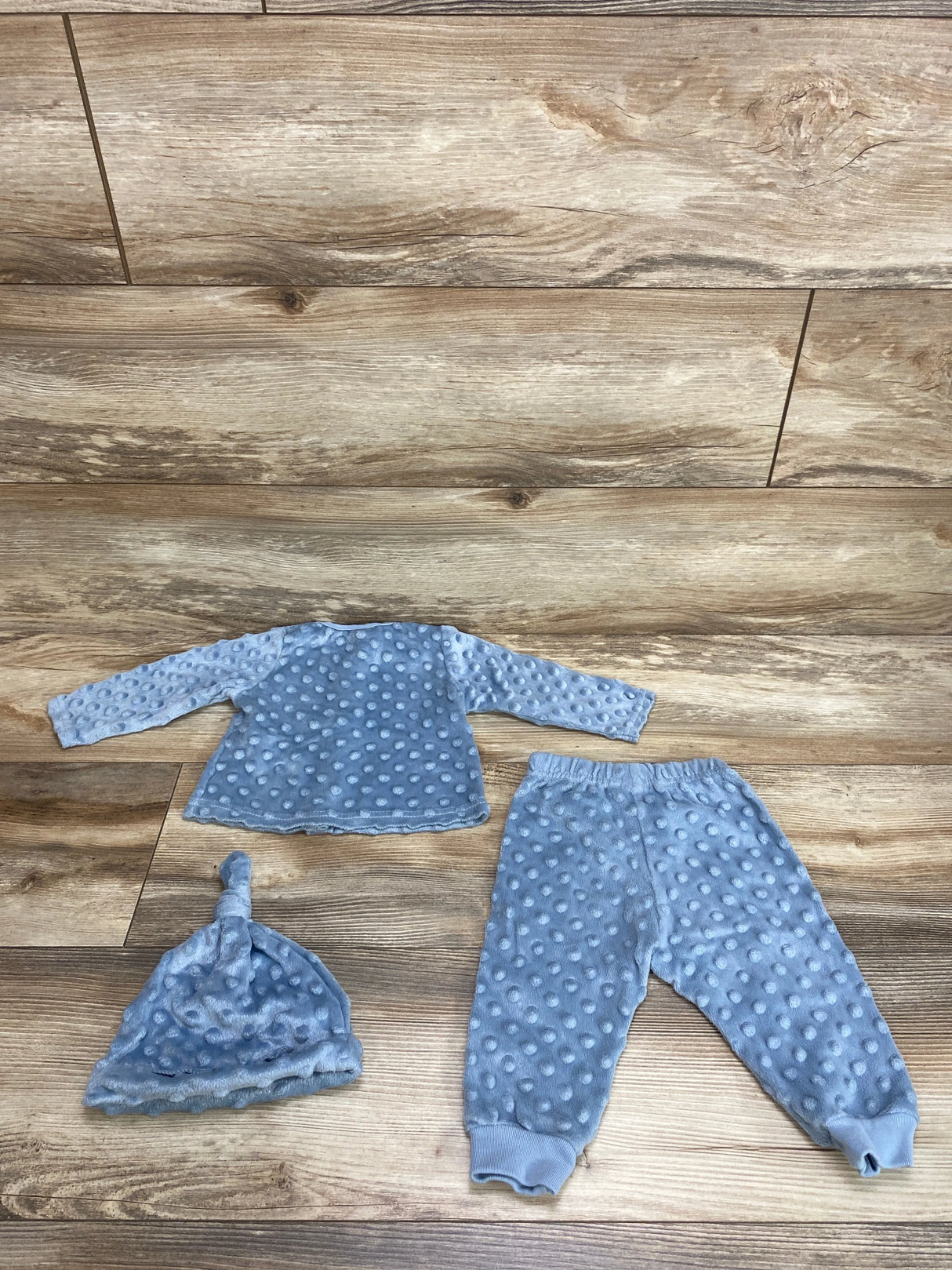 Baby Gear 3pc Minky Dot Top & Pants Set Blue sz 3-6m