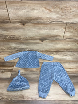 Baby Gear 3pc Minky Dot Top & Pants Set Blue sz 3-6m