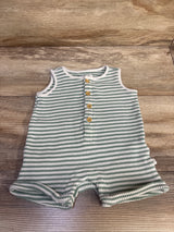 Little Planet Striped Henley Waffle Knit Romper Green sz 6m