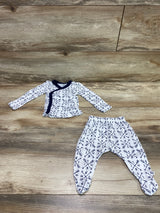 Honest Baby 2pc Kimono Top & Footed Pants White sz Newborn