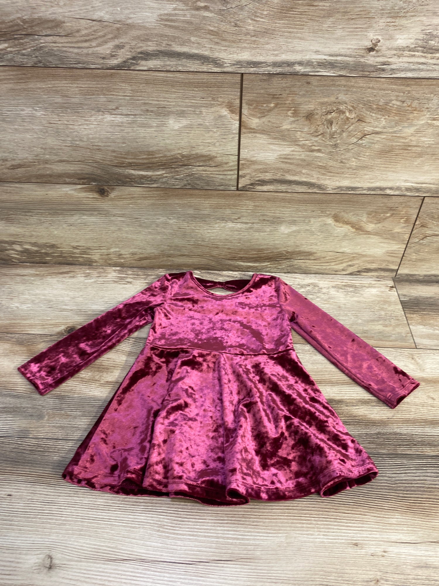 Children's Place Crushed Velvet Dress Burgundy sz 18-24m