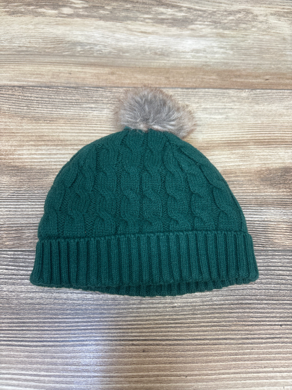 Cable Knit Pom-Pom Beanie Green sz 0-12m