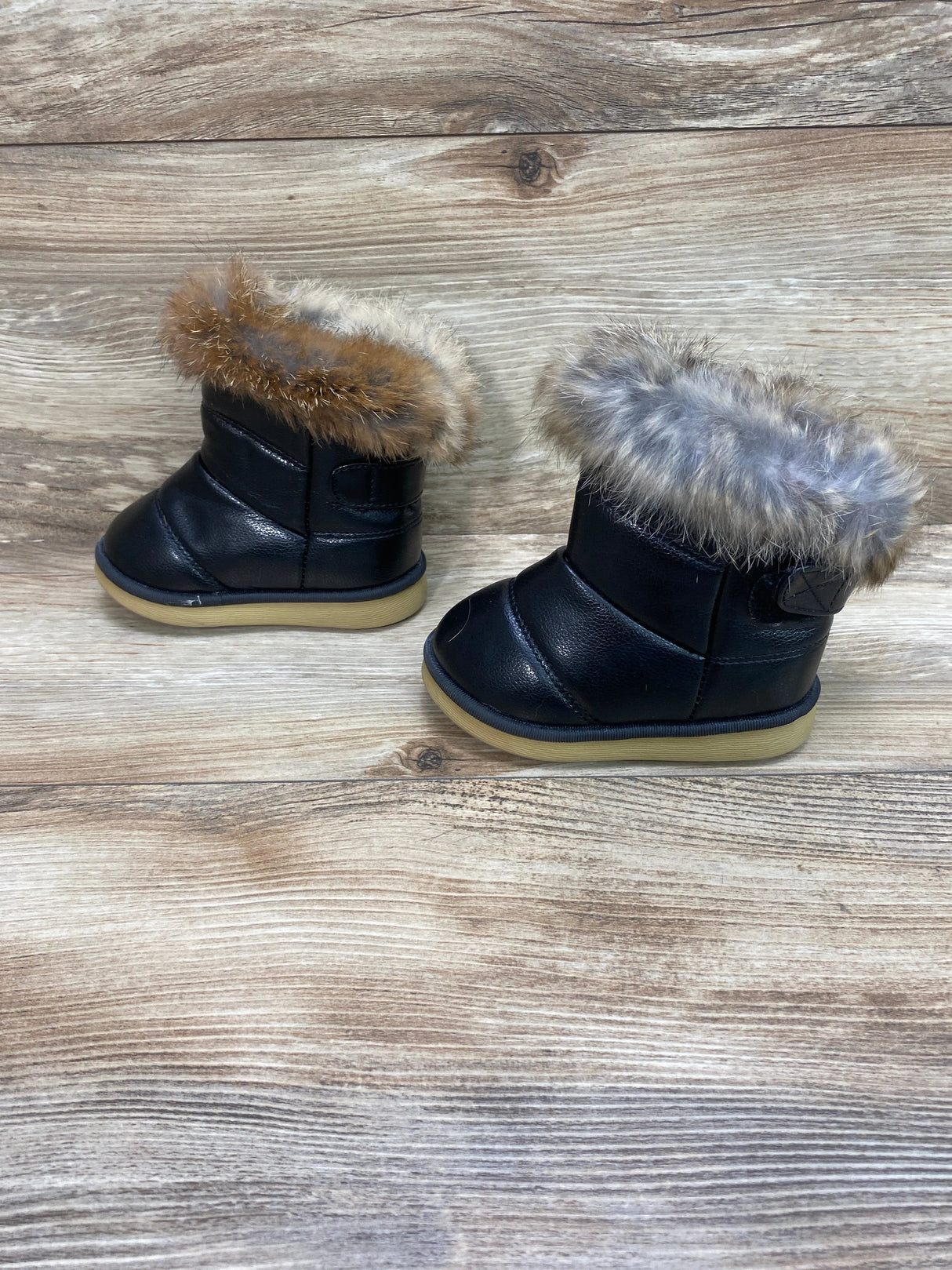 Comfy Kids Toddler Winter Boots With Faux Fur Black Sz 6c