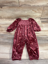 Old Navy Velvet Smocked Coverall Red sz 6-12m