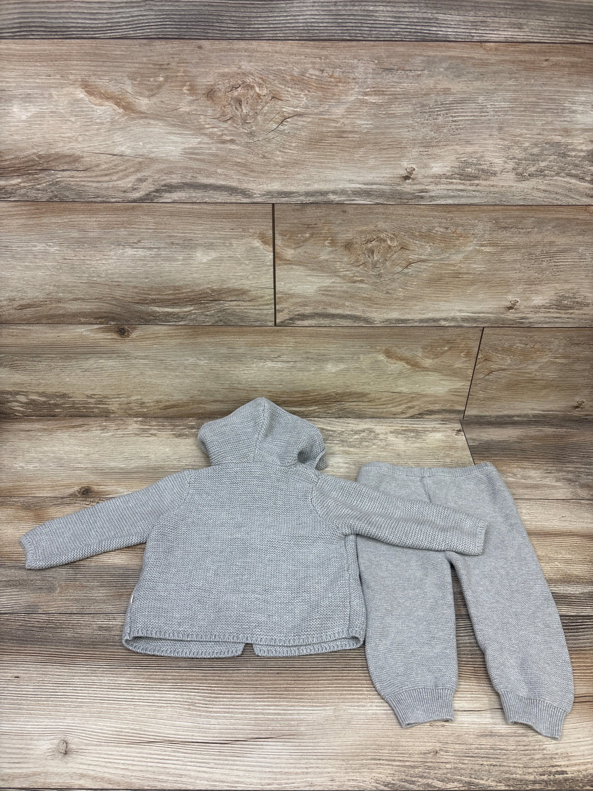 Baby Gap 2pc Knit Hooded Cardigan & Pants Set Grey sz 6-12m
