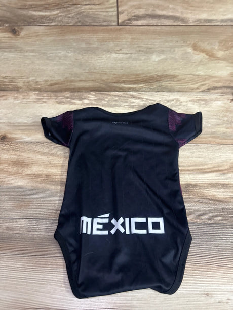 Black Mexico soccer jersey bodysuit for infants with white lettering and purple accents