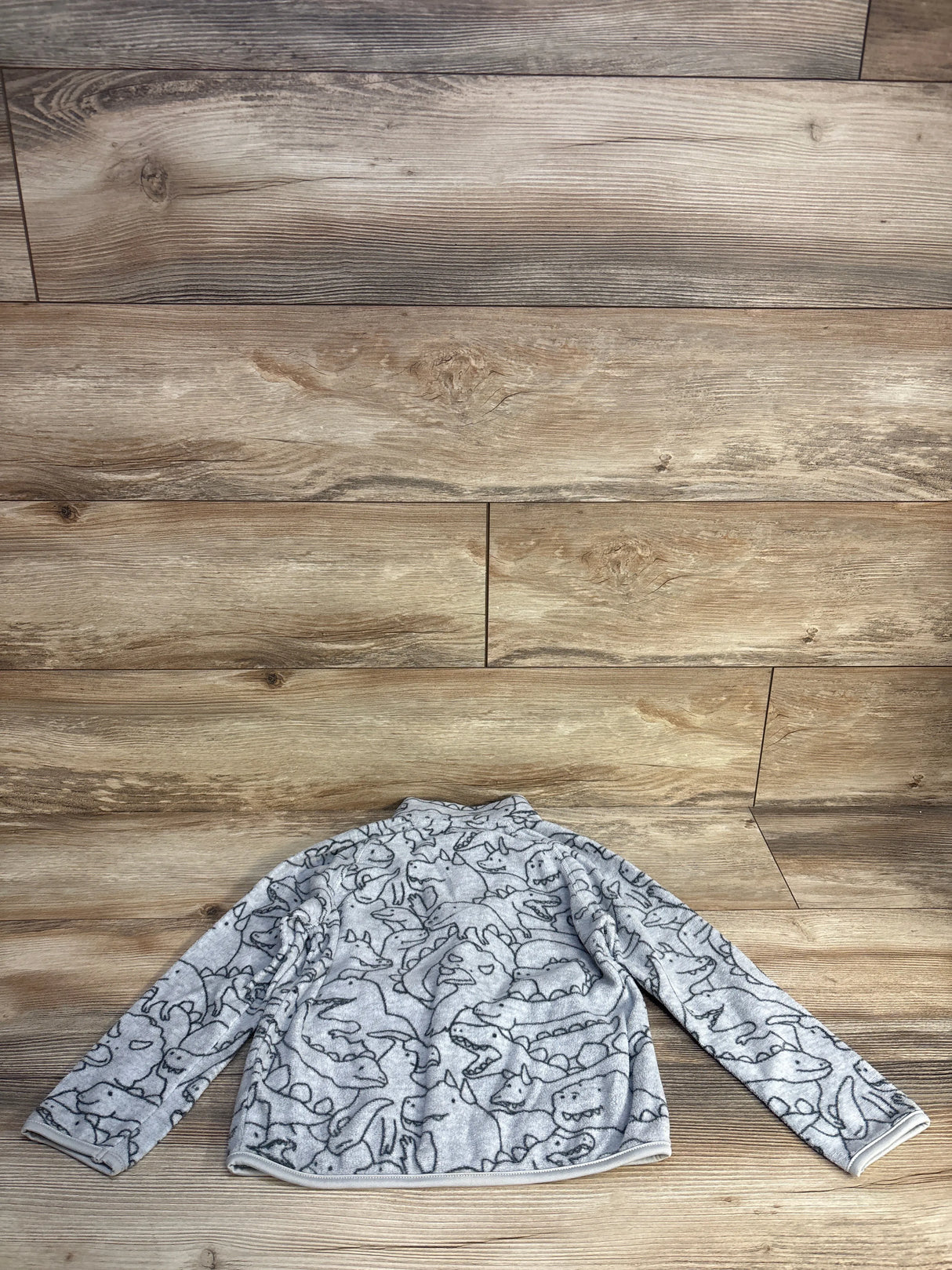 H&M Full Zip Dinosaur Print Fleece Grey sz 5-6
