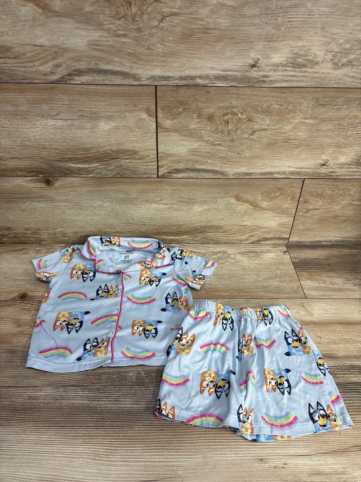 Bluey 2pc Top & Shorts Pajama Coat Set Blue sz 2T