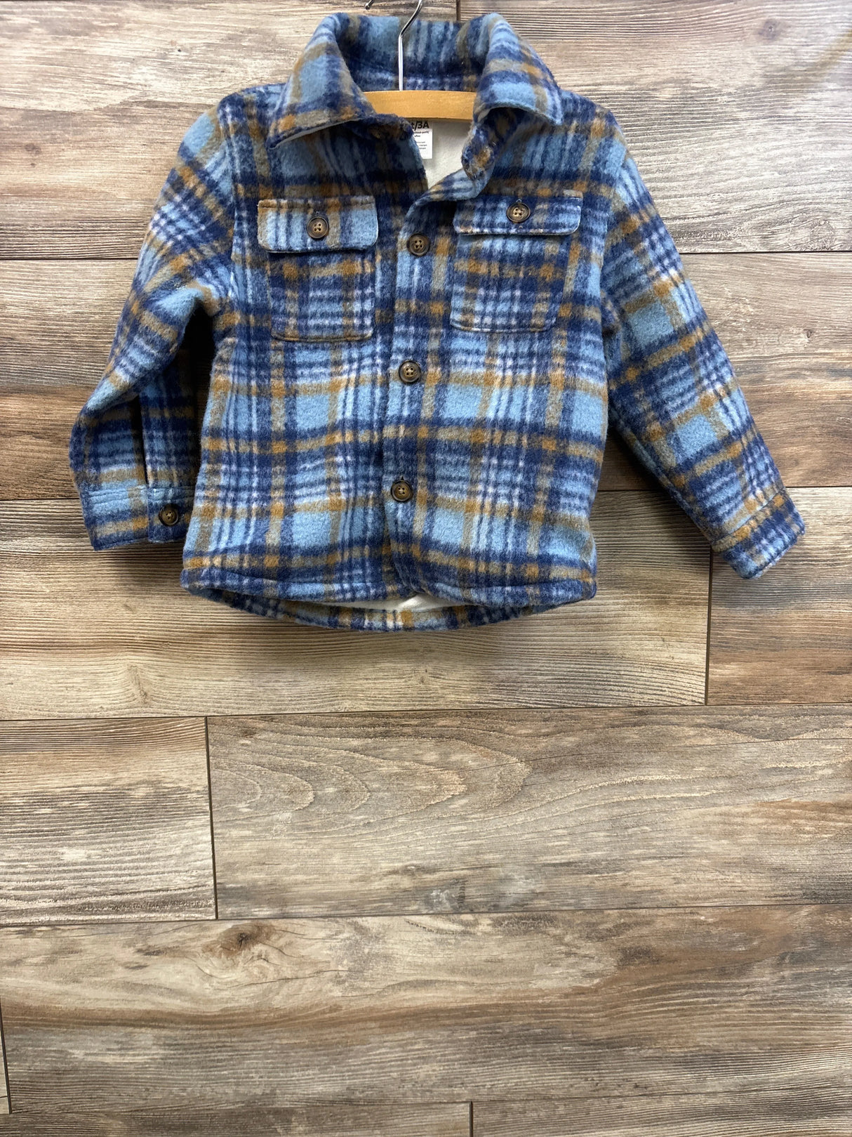 Carter's Plaid Fleece-Lined Shacket Blue sz 3T