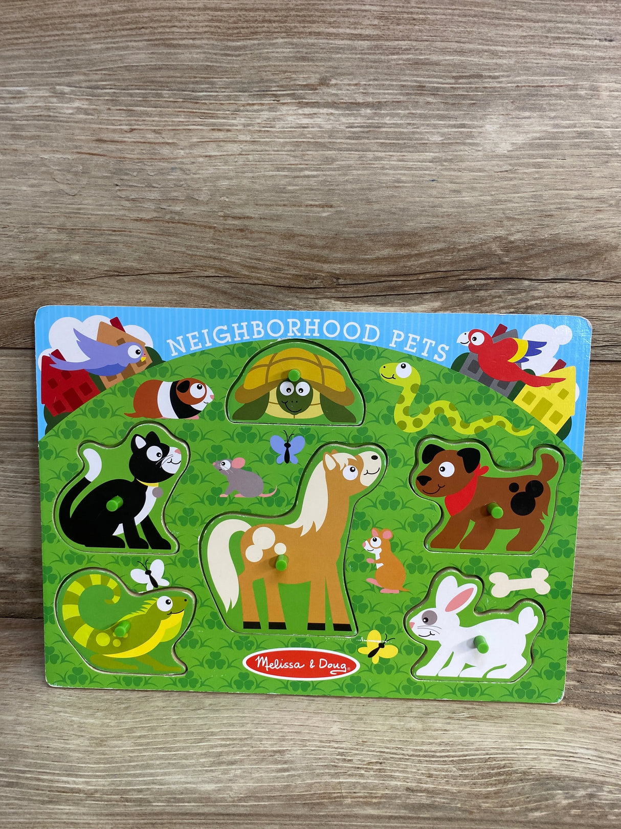 Melissa & Doug Neighborhood Pets Wooden Peg Puzzle 6Pc