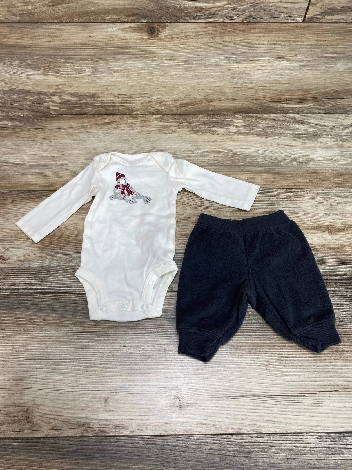 Just One You 2Pc Bodysuit & Pants White Sz NB