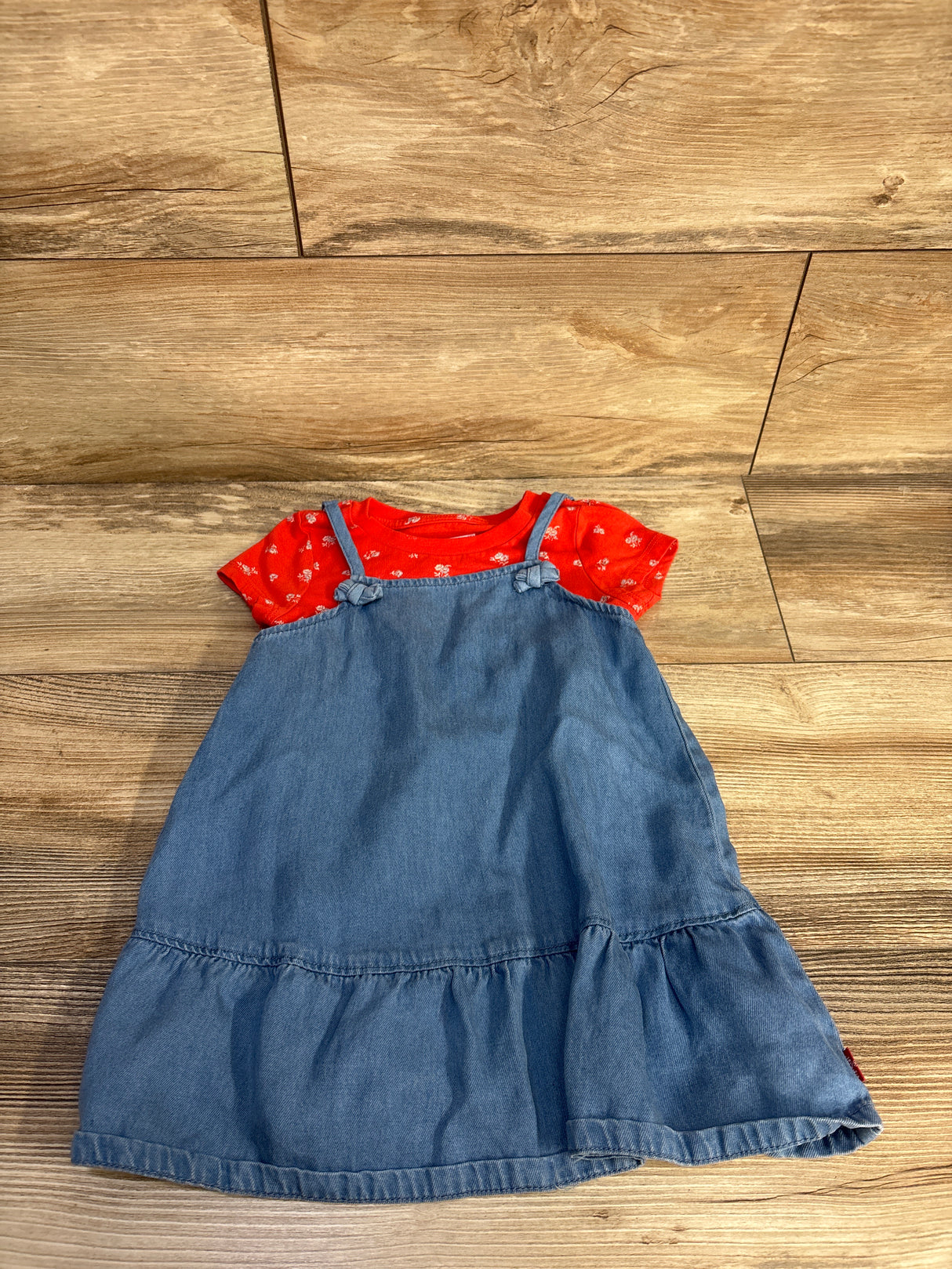 Levi's 2pc Shirt & Chambray Skirtall Set Red sz 2T