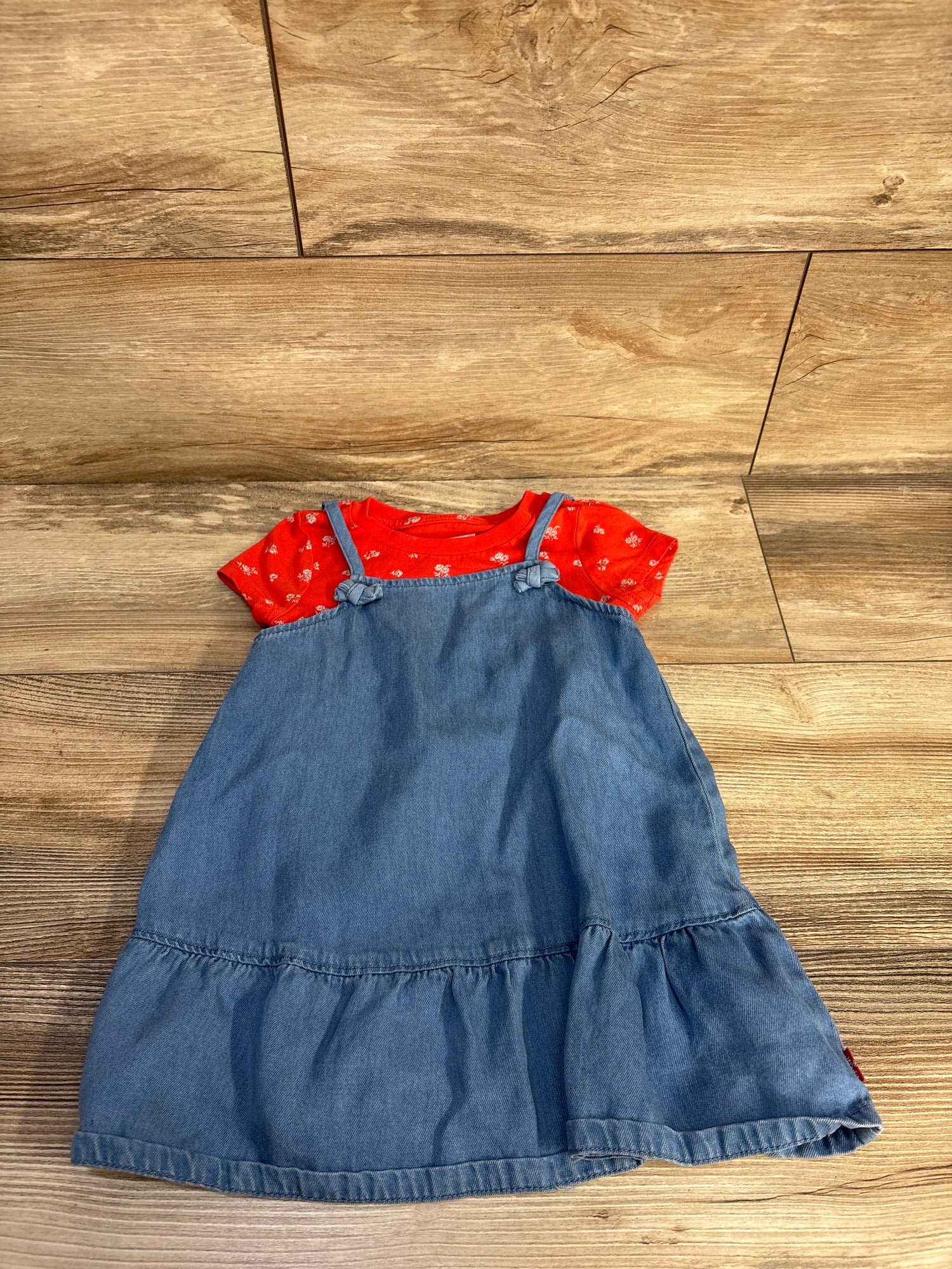 Levi's 2pc Shirt & Chambray Skirtall Set Red sz 2T
