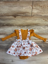 2pc Ribbed Bodysuit & Floral Dress Set Orange sz 12-18m