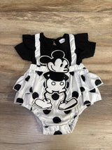 Ruffled Mickey Mouse Ribbed Bodysuit Black sz 0-3m