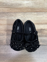 Zara Velvet T-Strap Flats Black sz 6/7c