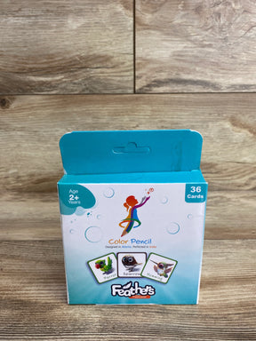 Feathers flashcards box for kids age 2+, 36 animal learning cards on wood background