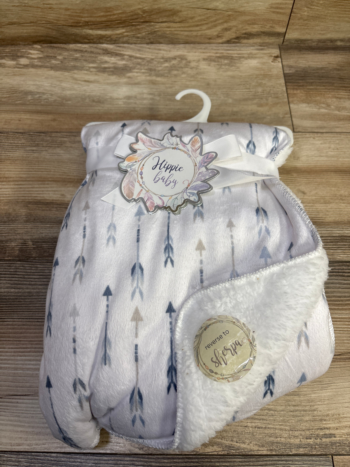 NEW Hippie Baby Reversible Baby Blanket in Quinn Arrow Blue 30x40''