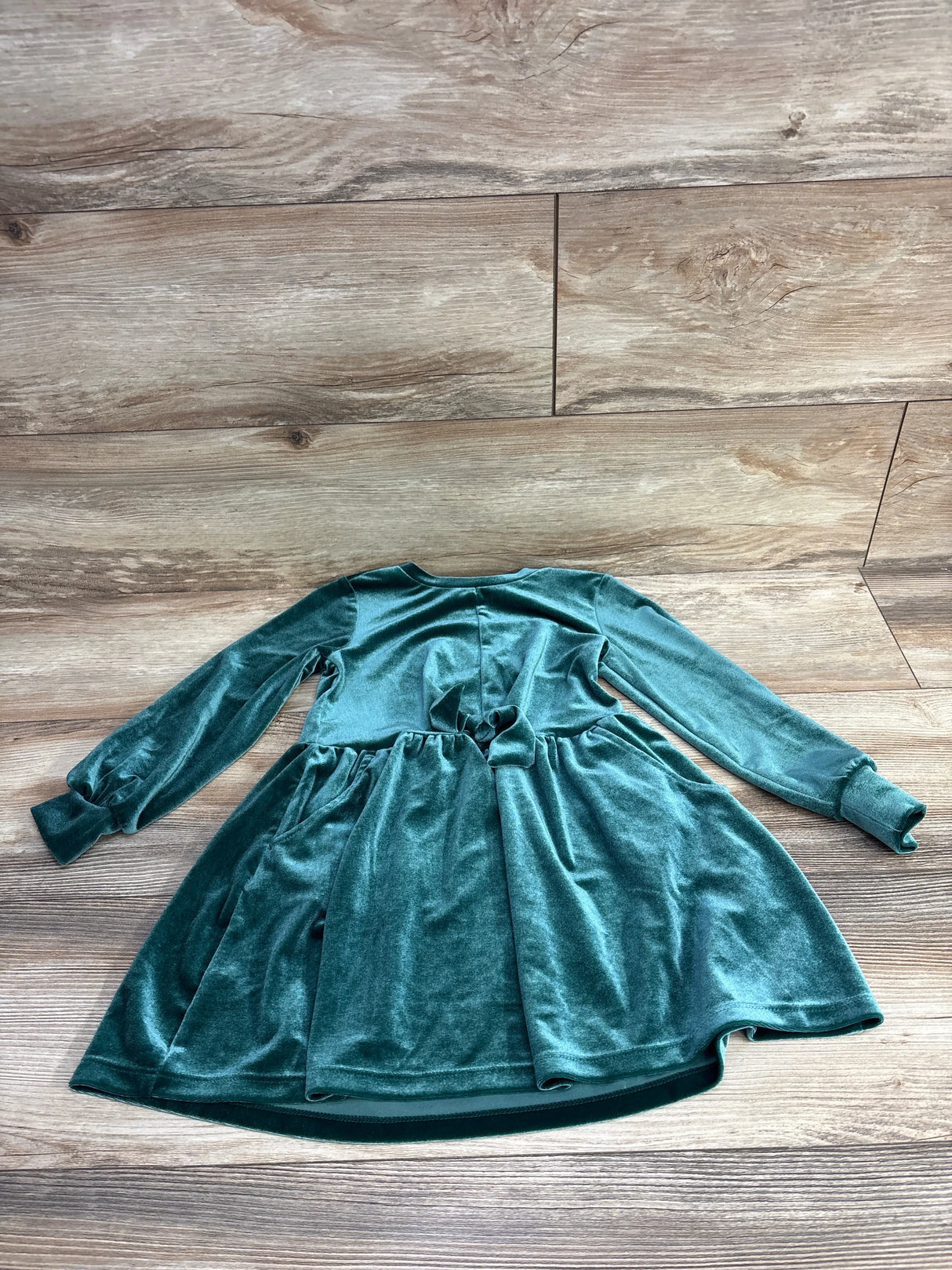 Cat & Jack Velvet Bow Dress Emerald sz 5T