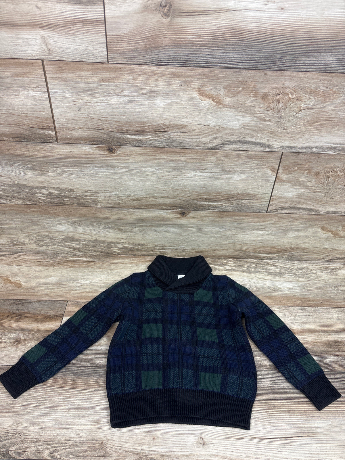 Baby Gap Plaid Shawl Collar Sweater Navy sz 5T