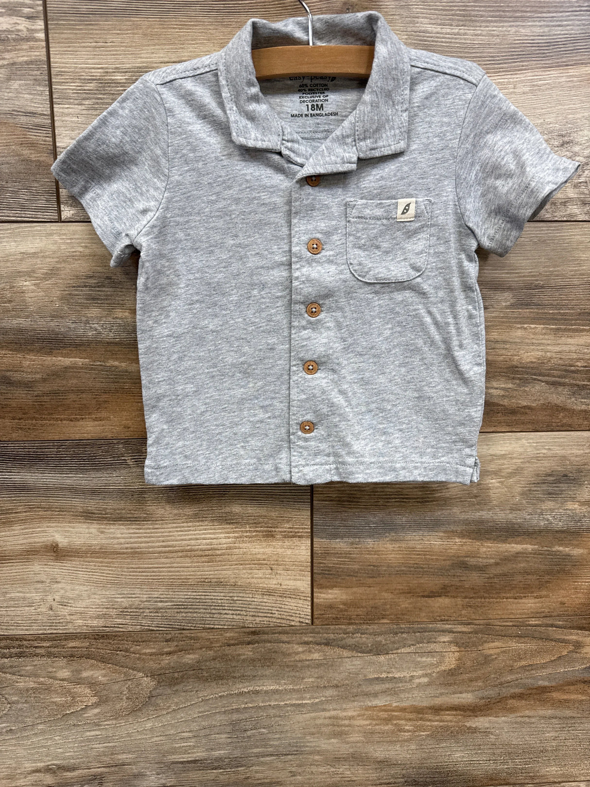 Easy-Peasy Button Up Shirt Grey sz 18m - Me n Mommy To Be