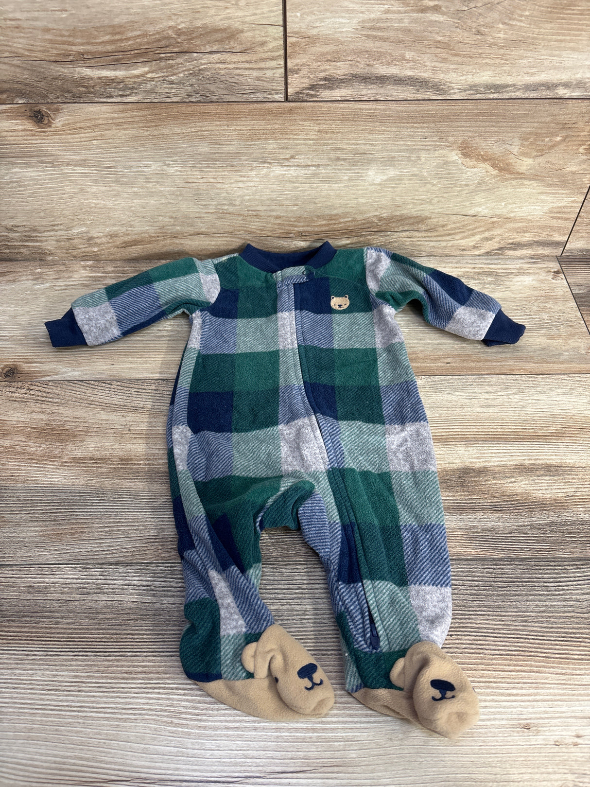 Carter's Buffalo Plaid Blanket Sleeper Green sz 3m