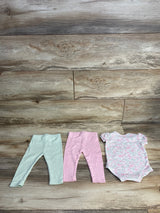 Nicole Miller 3pc Floral Bodysuit & Legging Set White sz 3-6m