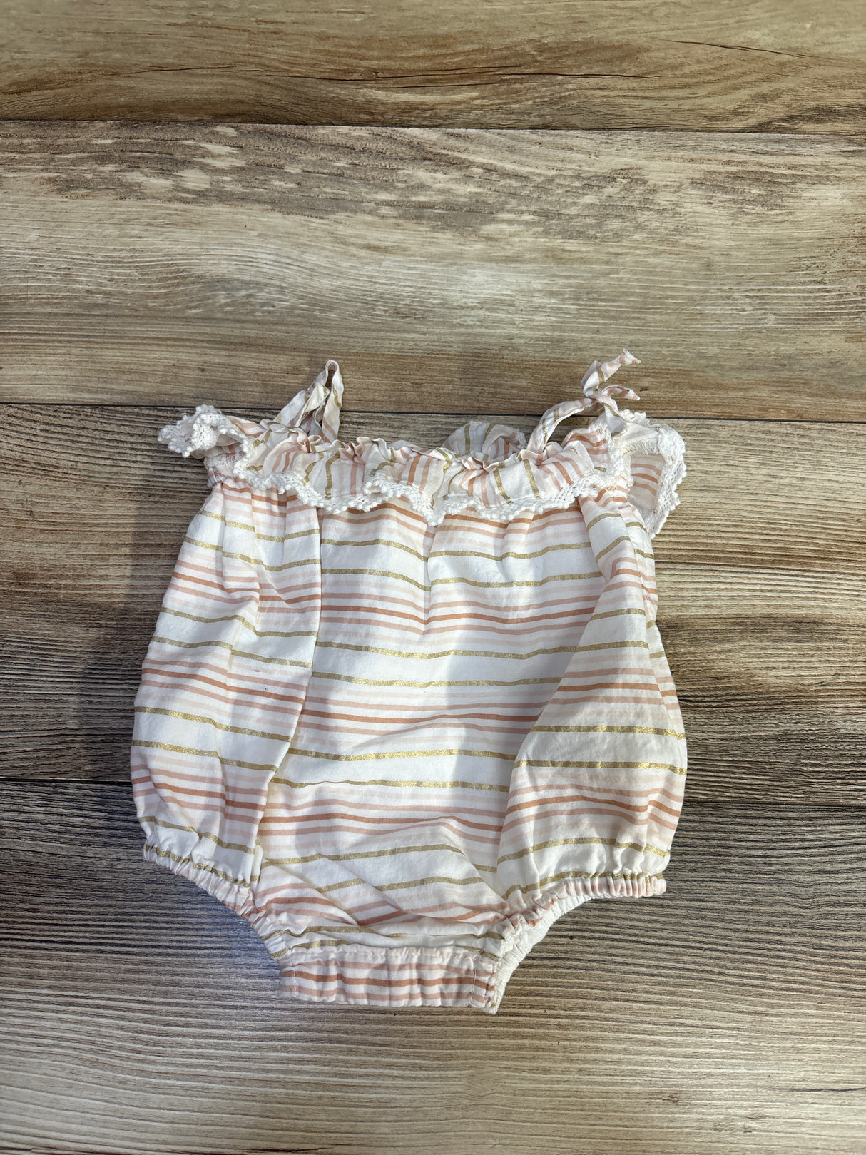 Dylan & Abby Striped Bubble Romper White sz 3-6m
