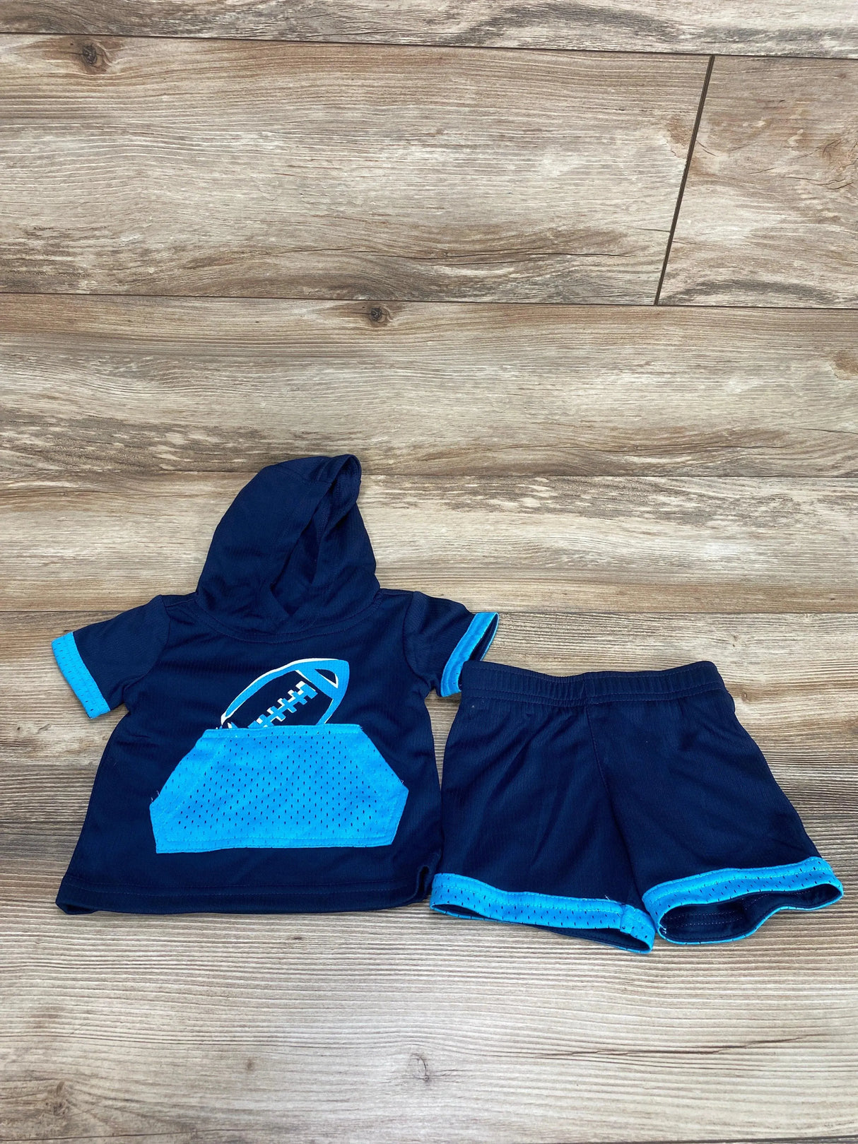 Athletic Works Navy 2pc Hooded Shirt & Shorts Set sz 3-6m - Me 'n Mommy To Be