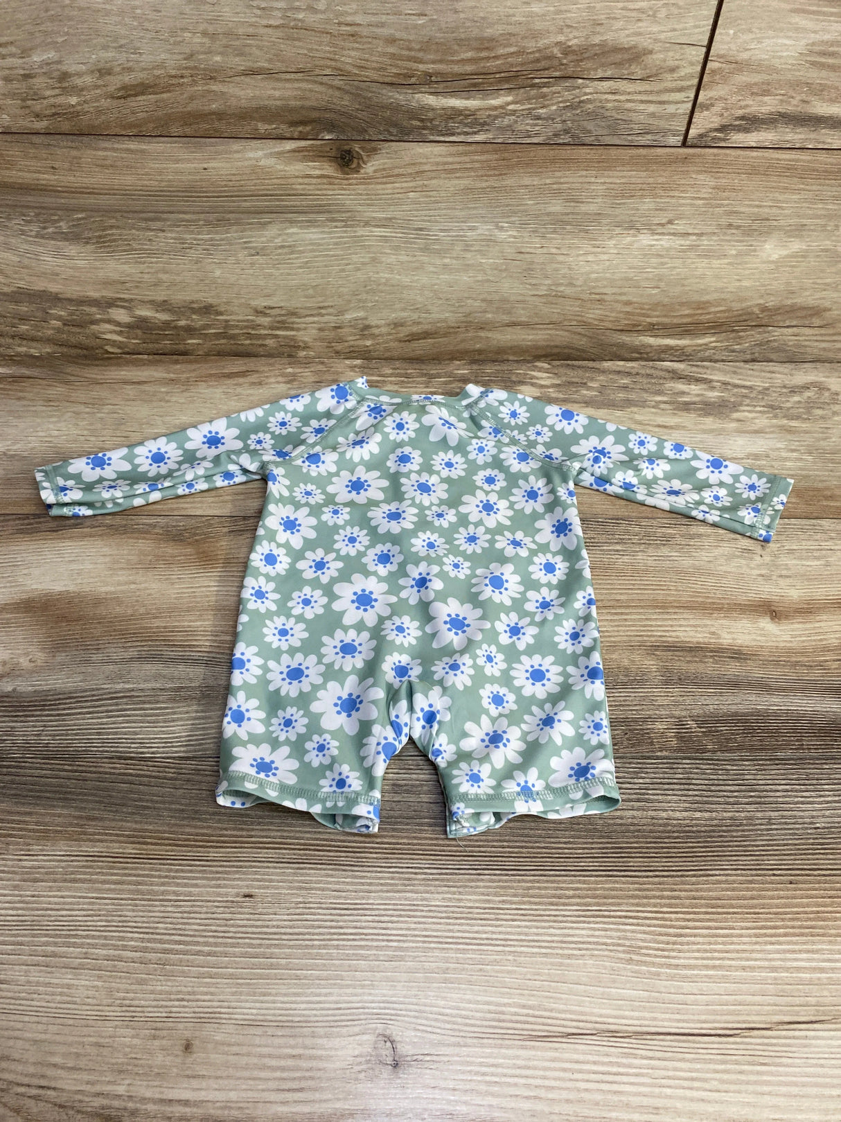Wonder Nation Floral Rashguard Swimsuit Green sz 0-3m