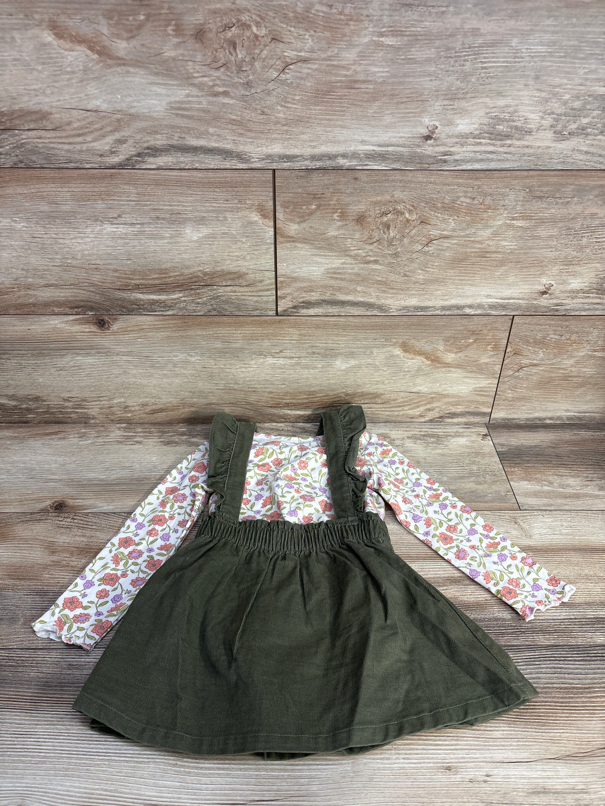 Child of Mine Skirtall & Floral Long Sleeve Shirt 2pc Set White sz 2T