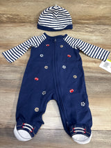 NEW Little Me 2pc Sports Balls Sleeper & Hat Navy sz 3m - Me n Mommy To Be