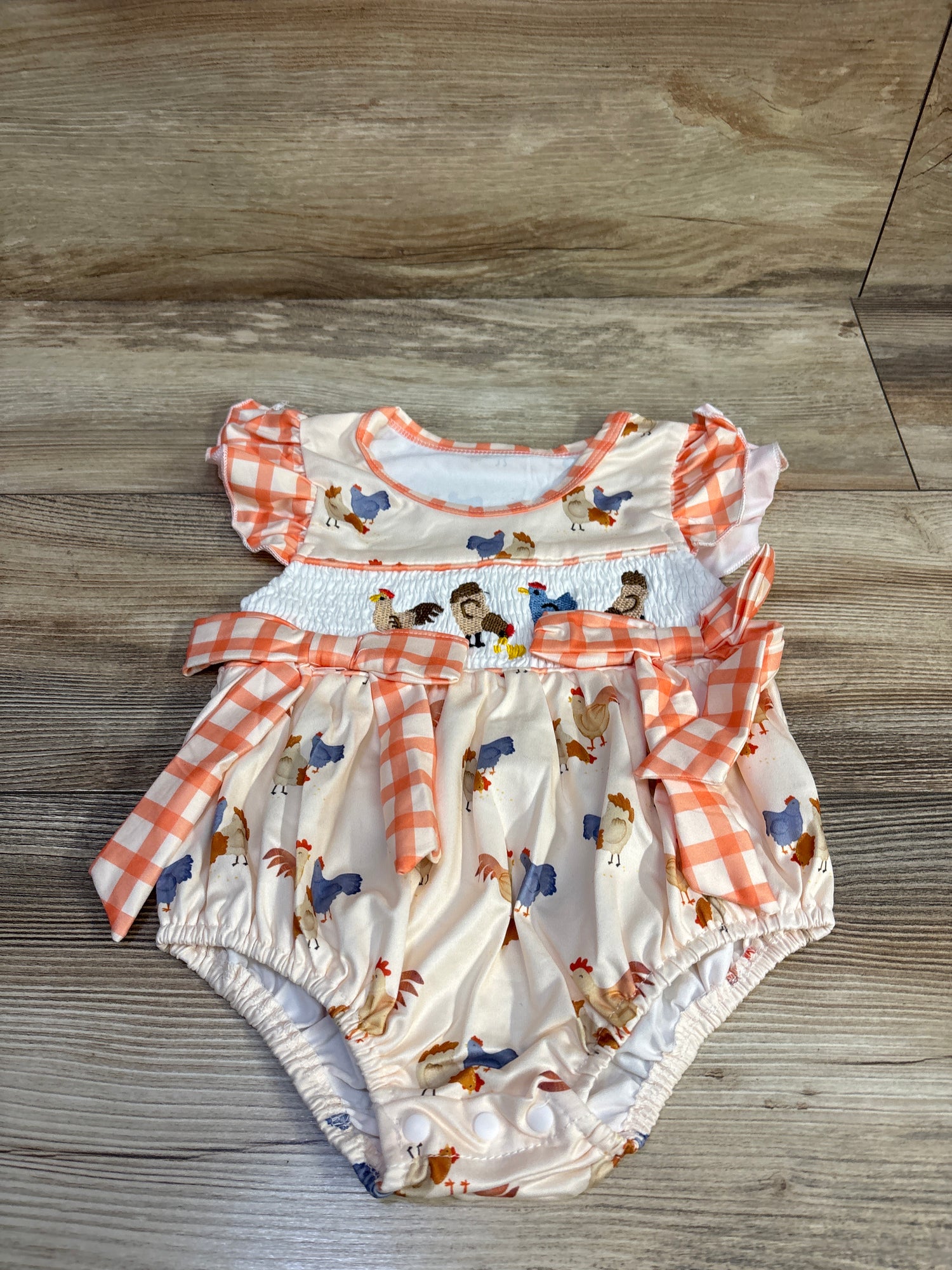 NWOT Adobabirl Smocked Farm Bubble Romper Ivory sz 12-18m