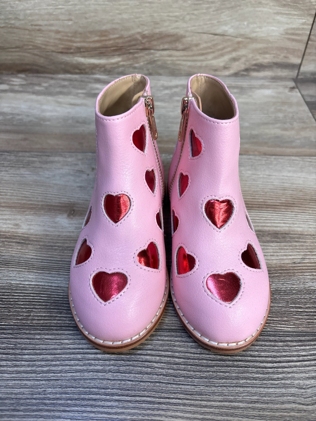 Janie & Jack Metallic Heart Boots Candy Pink Heart sz 8c