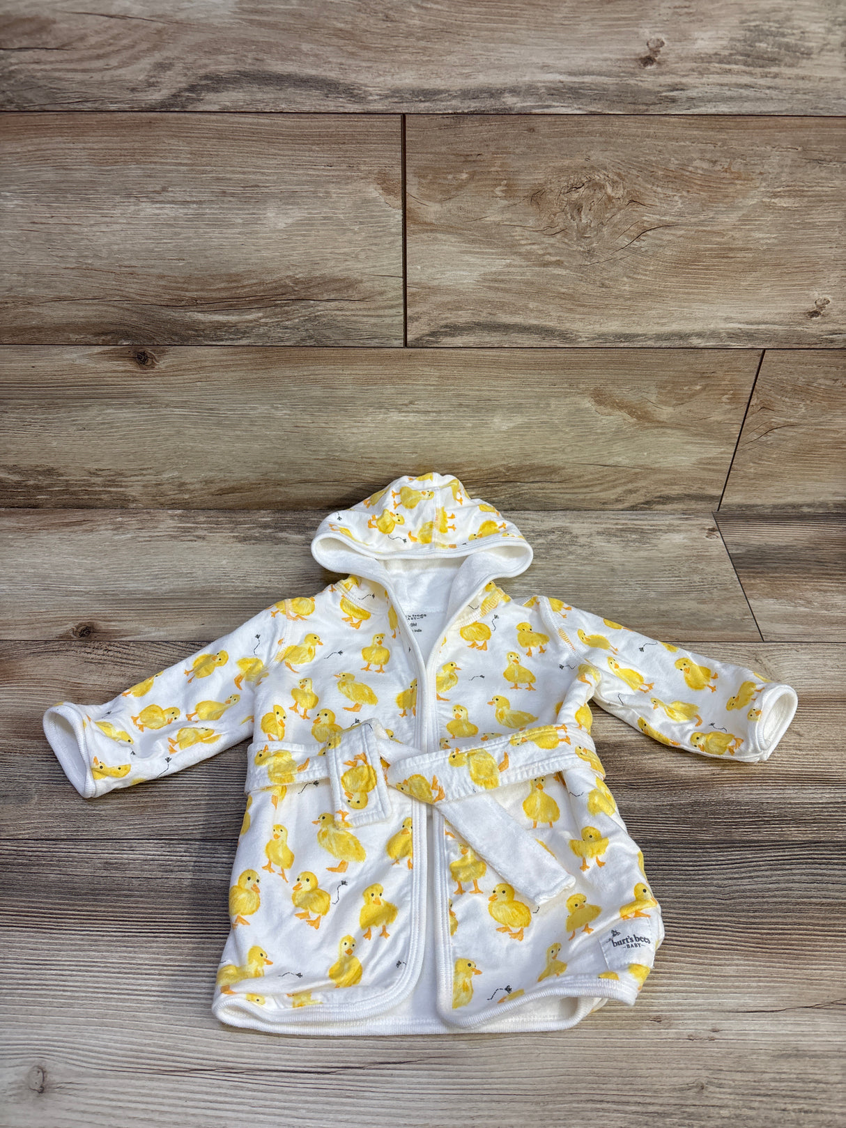 Burt's Bees Baby Hooded Bath Robe White sz 0-9m