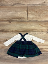 Old Navy 2pc Long Sleeve Bodysuit & Plaid Skirtall White sz 3-6m